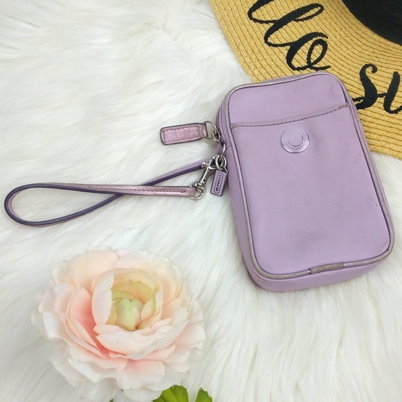 Coach Handbags - Coach Lavender Mini Wristlet Card Bag Leather